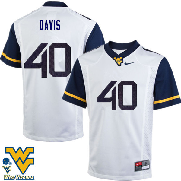 Men #40 Fontez Davis West Virginia Mountaineers College Football Jerseys-White - Click Image to Close
